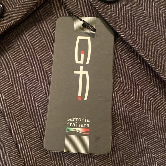 NWT Sartoria Italiana wool cashmere herringbone grey sport coat jacket 44R - Picture 6 of 14